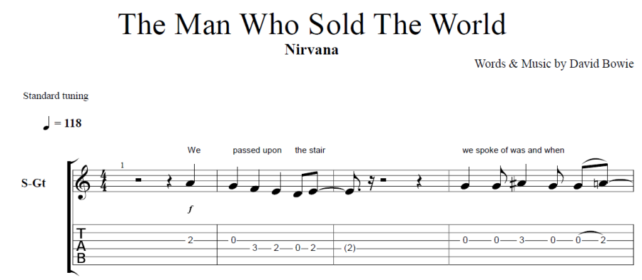 The Man Who Sold The WOrld Melody