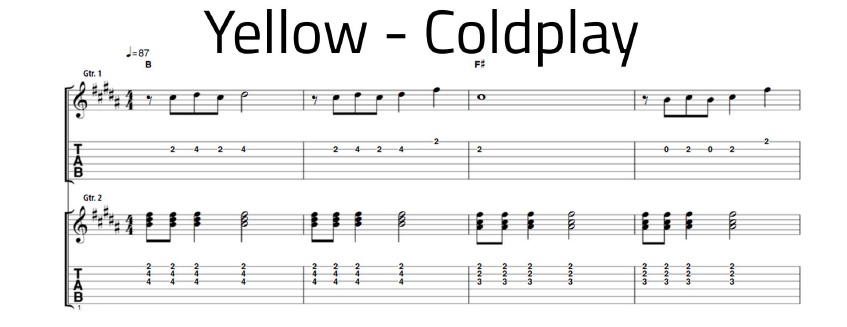 Yellow - Coldplay - 2 Guitars